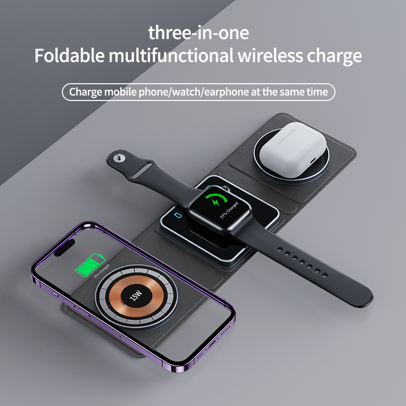 90 X 90 X 6mm Foldable Charging Pad High Efficiency 75% Multifunctional Wireless Charger 50g
