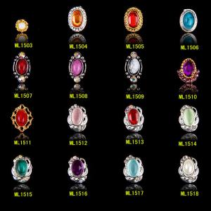 China Colorful Stone Rhinestone Nail Art Tips Nail Bronze Alloy Decoration ML1503-1518 factory