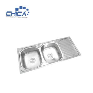 China CH11650 Double Bowl Kitchen Sink Stainless Steel Press Kitchen Sinks factory