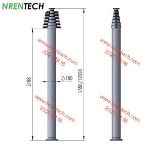 China 12m lockable pneumatic telescopic mast 30kg payloads 2.55m closed height, work for antenna factory