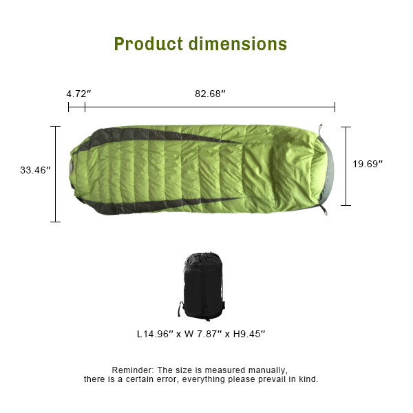 Outdoor Duck Down Wide Mummy Style Sleeping Bag Winter Sleeping Bags For Hiking