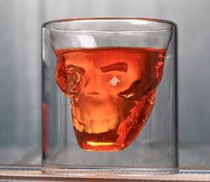 China Skull Shaped Double Wall 2.5oz Old Fashioned Whiskey Tumbler factory