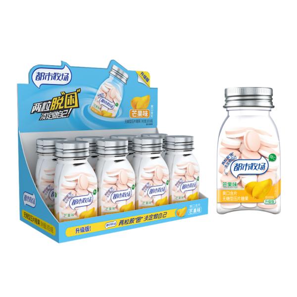 OEM Available Energetic candy Fresh breath/Bottle pack sugarless mint candy Mango flavor Vitamin C candy