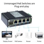 IEEE 802.3at Din Rail Mounted Industrial POE Switch 4 Channel 12V-48V