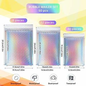 China Biodegradable Compostable Shipping Packaging Holographic Metallic Poly Bubble Mailer Padded Envelope factory