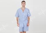 Polycotton Yarn Dyed Mens Striped Pajamas / Mens Summer Pajamas Shorts