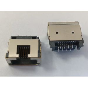 Right Angle RJ45 Female Connector , Shielded Low Profile RJ45