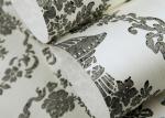 Black / White Retro 3D Vintage Asian Inspired Wallpaper / Yarn Wallcovering
