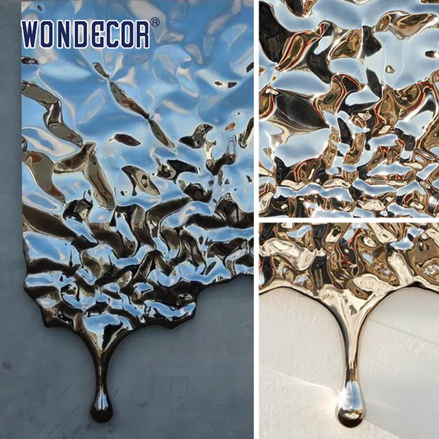 Indoor Metal Wall Art Sculpture Flowing Water Droplets Water Ripple Plate Stainless