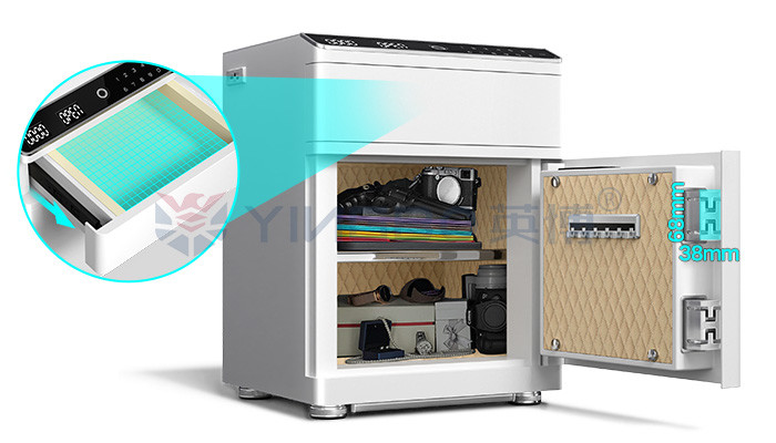 ISO9001 ISO14001 Solid Steel Double Alarm Smart Safe Box With Fingerprint Auto Open