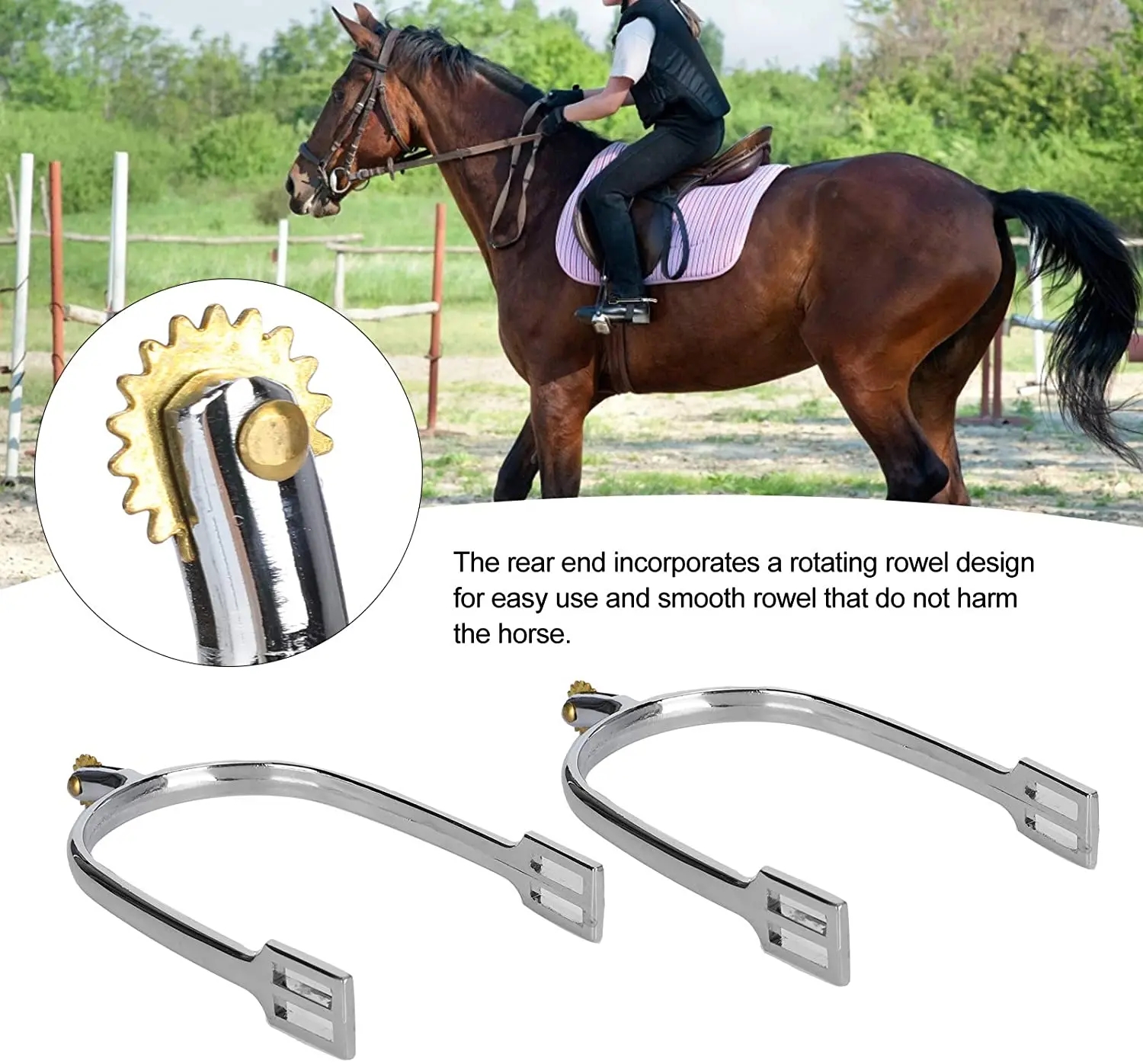 Polished Finish Stainless Steel Western Horse Riding Spurs for Western Comb Harness