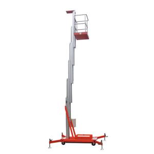 China Aluminum Alloy 10m Elevating Platform Single Vertical Mast Lifts For Hotel factory