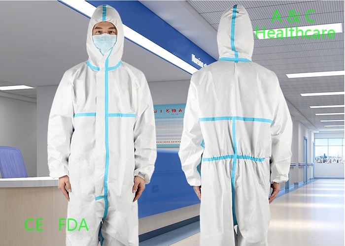 Blue PP Non Woven Disposable Protective Gowns Soft Hand Feeling 115*137 Cm