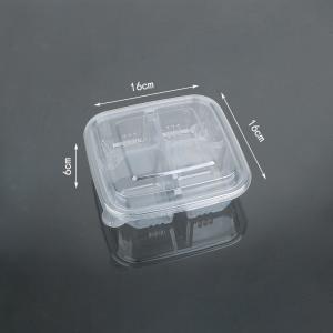 China Clear/Green 4 Compartment 16*16*6cm Plastic Pastry Packaging With Lid factory