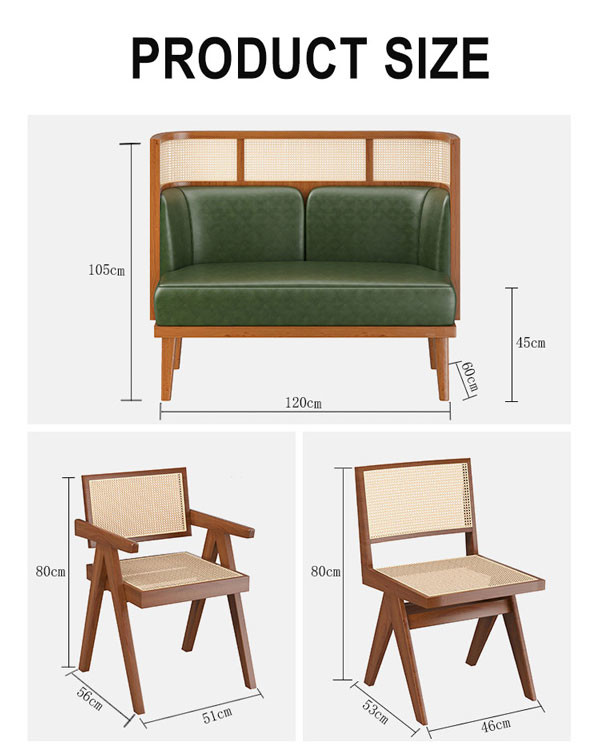 Restaurant Booth Rattan Cafe Style Dining Table And Chairs Modern Wood Furniture