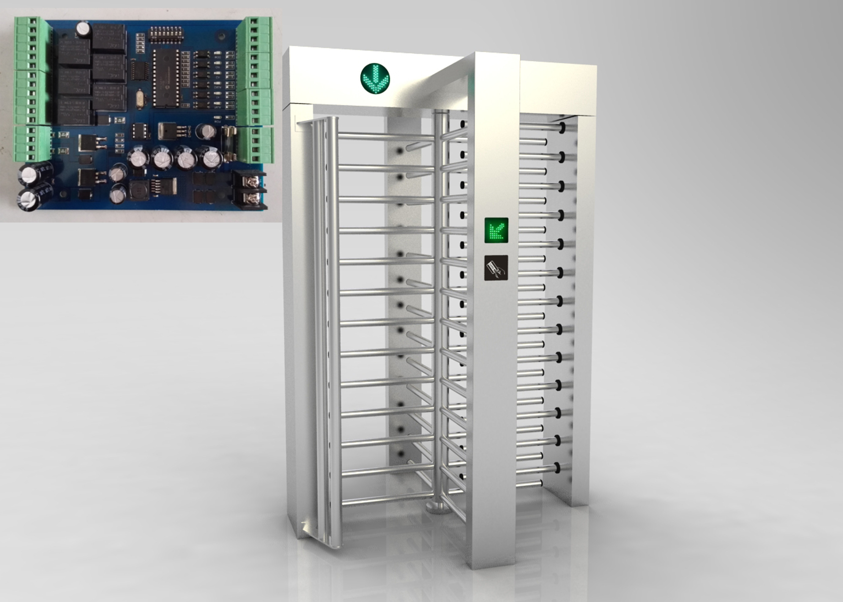 Pedestrian Full Height Turnstile , Bi - Directional Turnstile Security Doors Semi Auto