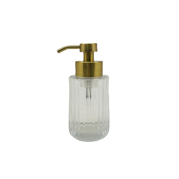 Vertical Stripe Clear Glass Foaming Lotion Pump Foaming Hand Dispenser With Mat