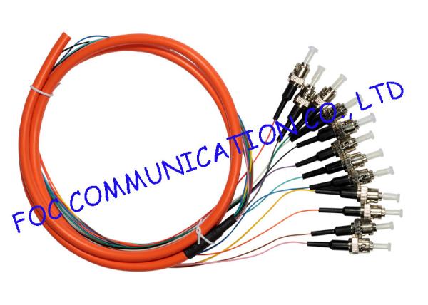 50/125um Optical Fiber Pigtail 12Core Distribution Fan Out ST MM Precision