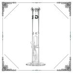 Grace Straight Tube Clear Glass Bong With Birdcage Perc Hookah For Smoking 15''