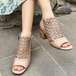 S248 New open-toed hollow heel women's shoes side zipper temperament fashionable