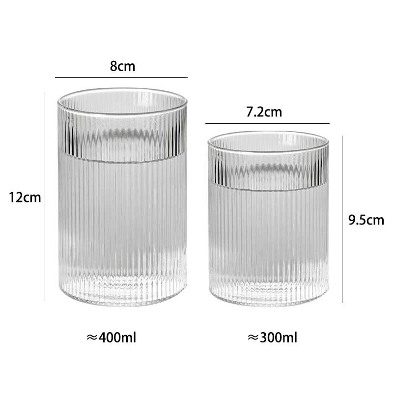 Classic Lead free Glass Drinking Cup 300ml 400ml Vertical Striped