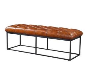 China Living Furniture Light Brown Leather Bench Vintage Leather Stool Footrest factory