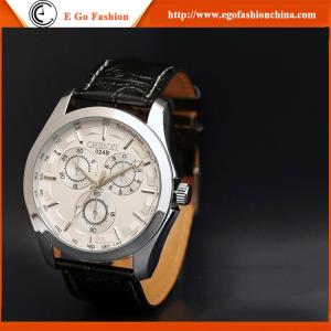 China 024B 3 Subdials Unisex Watch Genuine Leather Strap Quartz Watches for Man Women's Watches factory