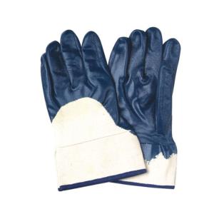 China N51002-J/N51002-I Heavy Duty Canvas Cuff Blue Nitrile Coated Working Glove for Industrial factory