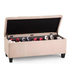 China wholesale with new style shoe box storage , solid wood bench and linen fabric factory