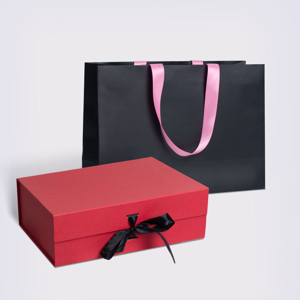 Others Custom Printed Cardboard Rigid Hardbox Magnet Lid Paper Box Packaging With Ribbon