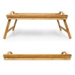 Natural Color Bamboo Serving Tray , Wooden Bed Tray With Legs For Outdoor Indoor