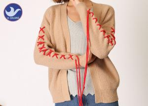 China Spring / Autumn Womens Long Sleeve Cardigan Sweater Ribs Knitting factory