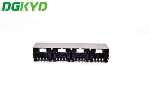 China 180 Degree 1X4 RJ45 Ethernet Connector With LED factory