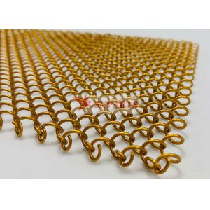 China 8x8 Mm Aperture Metal Ring Mesh Curtains For Space Divider And Flexible Partition factory