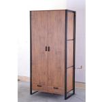 Rustic Brown Industrial Wooden Modern Wardrobe Cabinet Closet 2 Doors