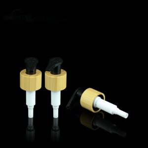 China 28 410 PP Ribbed Bamboo Collar Refillable Bathroom Lotion Dispenser Left Right Switch factory