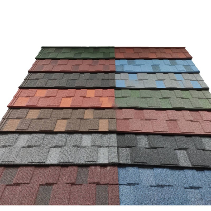 0.40 AZ70 Galvalume Black White Color Stone Coated Shingle Tile Popular Villa Building Stone Coated Metal Roof Panels