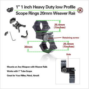 China Low Profile Rifles Tactical Scope Rings With Picatinny Rail , Hunting Gun Accessories factory