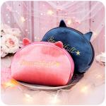 Half Moon Shape Embroidery Velvet Travel Organizer Bag