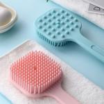 2 In 1 Long Handle Silicone Bath Body Cleaning Brush For Exfoliating