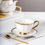 Stylish Luxury Gold Rim Coffee Cup Set Ceramic Tea Cup Coffee Mug And Saucer