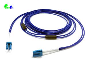 China Armored 3.0mm 9 / 125μm Fiber Optic Patch Cable LC UPC Unitube Duplex Soft Helical Stainless Steel Tube PVC Blue jacket factory