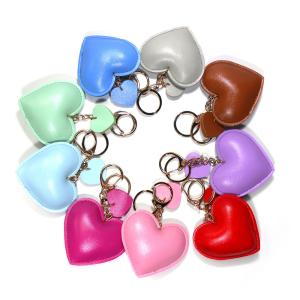 China Chorme Plating Leather Heart Keyring , 6.5x7CM Pink Heart Keyring factory