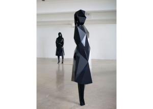 China Life Size Painted Geometric Stainless Steel Standing Girl Sculpture ODM OEM factory