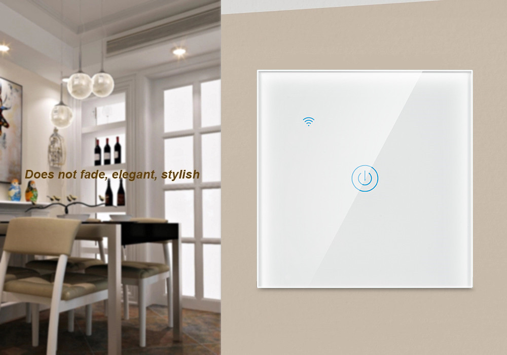 White 10A Wifi Wall Touch Switch 1 Gang Smart Light Switch With Remote Control
