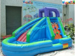 China Children Outdoor Inflatable Water Slides , Mini Water Pool Slide factory