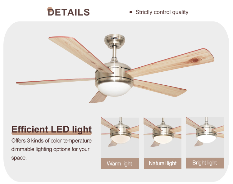 Smart Remote Control Ceiling Fan 52 Inch/OEM Diameter for Modern Home Air Cooling