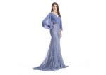 Fashion Ladies Half Sleeve Evening Dresses Mermaid Sleeves Applique Dress