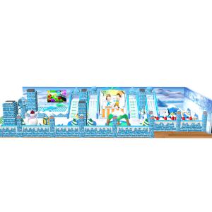 China Large Winter Theme Inflatable Jumping Blow Up Castle White &amp; Blue factory