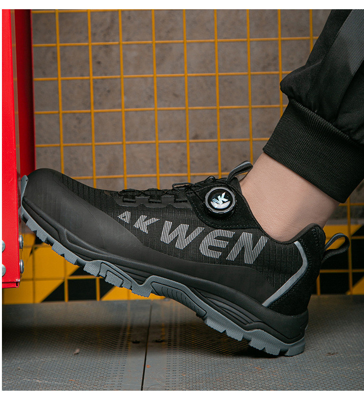 Kevlar Midsole BOA Rotating Button Work Shoes European Standard Steel Toe Anti Smashing MD Sole Safety Shoes